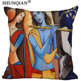 Radha Krishna Pillowcase Cover - Square zipper Pillow Cover - 20x20cm,35x35cm(one side) - HolyHinduStore