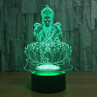 Goddess Lakshmi(Goddess of Wealth)  - 7 Color Changing Lamp / 3D Atmosphere Night Light  / LED Visual - HolyHinduStore