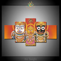 5 Pieces Hindu ISKCON Radha Krishna Modern Modular Decor New HD Printed Wall Art Decor Picture Painting On Canvas Painted For Decoration Home - HolyHinduStore