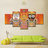 5 Pieces Hindu ISKCON Radha Krishna Modern Modular Decor New HD Printed Wall Art Decor Picture Painting On Canvas Painted For Decoration Home - HolyHinduStore