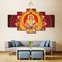 Lord Ayyappa Painting - Superior Quality Canvas Printed Wall Art Poster 5 Pieces / 5 Panel Wall Decor, Home Decor Pictures - HolyHinduStore