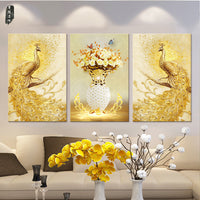 HD printed -  3 Piece Canvas Art Peacock Couple Natural Wall Art Painting Posters - HolyHinduStore