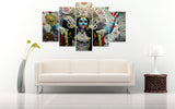 Goddess Kali Painting - Superior Quality Canvas Printed Wall Art Poster 5 Pieces / 5 Panel Wall Decor, Home Decor Picture - HolyHinduStore