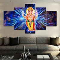HD Home Decor Frame Canvas Living Room Modern Pictures 5 Pieces Canvas India God Ganesha Wall Art Modular Poster Painting - HolyHinduStore