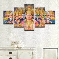 Shiva Vishnu Ganesha Painting - Superior Quality Canvas HD Printed Wall Art Poster 5 Pieces / 5 Panel Wall Decor, Home Decor Pictures - HolyHinduStore