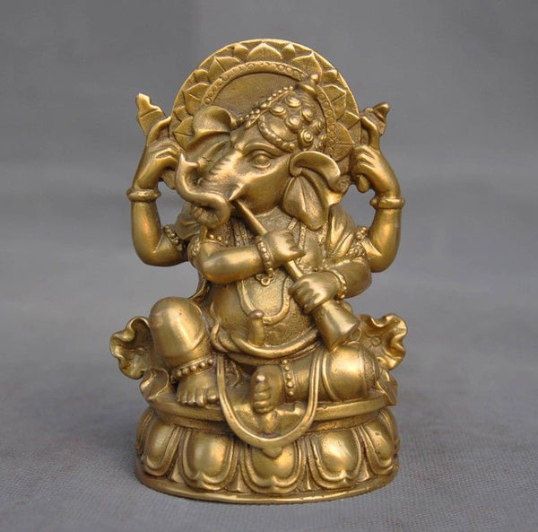 Ganesha / Ganapati / Vinayaka Brass Statue - Good luck/wealth statue - HolyHinduStore