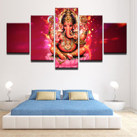 HD Printed Wall Art Canvas Poster 5 Pieces India Tibetan Ganesha Painting For Living Room Elephant Head God Pictures Home Decor - HolyHinduStore