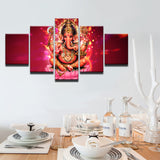 HD Printed Wall Art Canvas Poster 5 Pieces India Tibetan Ganesha Painting For Living Room Elephant Head God Pictures Home Decor - HolyHinduStore