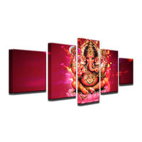 HD Printed Wall Art Canvas Poster 5 Pieces India Tibetan Ganesha Painting For Living Room Elephant Head God Pictures Home Decor - HolyHinduStore