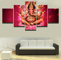 Wall Art Modern Canvas Printed Ganesha God Picture 5 Piece - HolyHinduStore