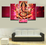 Wall Art Modern Canvas Printed Ganesha God Picture 5 Piece - HolyHinduStore