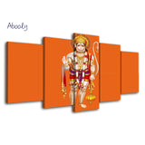 5Piece Canvas Art Hindu God Hanuman Painting Wall Decoration Art Poster - HolyHinduStore