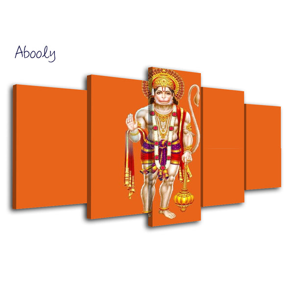 5Piece Canvas Art Hindu God Hanuman Painting Wall Decoration Art Poster - HolyHinduStore