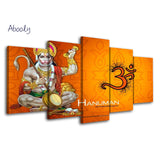 5Piece Canvas Poster Art Painting Picture Home Decor Hindu Gods Hanuman Poster Wall Prints - HolyHinduStore