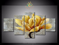 HD Wall art Golden Flowers -  Canvas for Home Decoration Natural Wall Art Picture for Living Room - HolyHinduStore