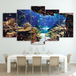 HD Painting wall art  Modular 5 Panel Underwater Sea Fish Coral Reefs  Natural - Wall Art Canvas Modern Pictures - HolyHinduStore