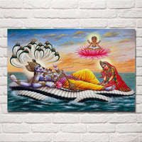Lord Krishna / Vishnu on Sea and Snake Wall Frame
